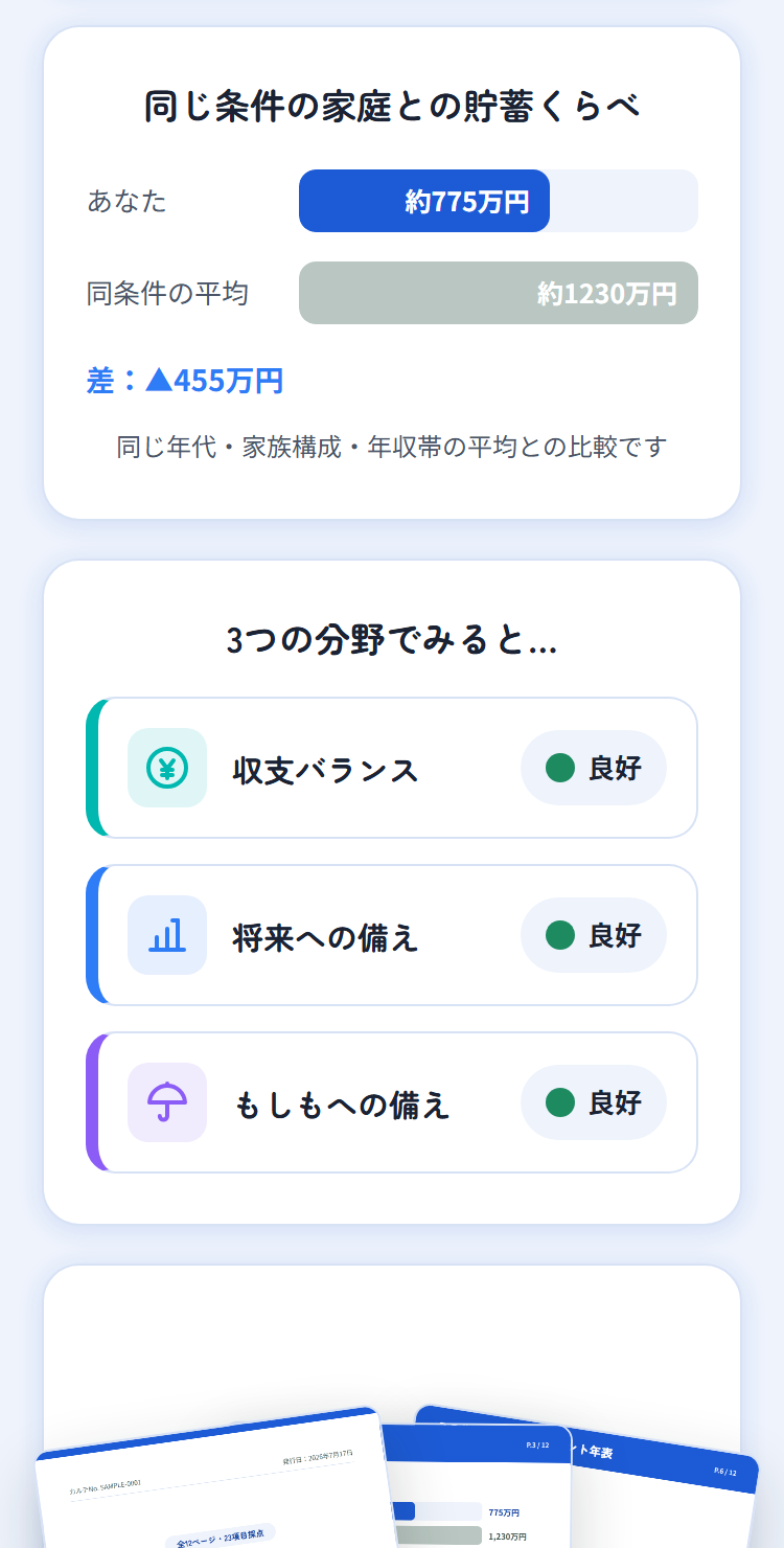 同条件世帯との比較グラフ画面(ダミーデータ)
